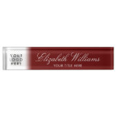 Jouw Logo Classy Elegant Burgundy Red Script Naambordje (Voorkant)