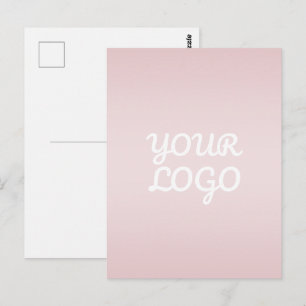 Jouw Logo & Elegante Moderne Blush Roze Ombre Briefkaart