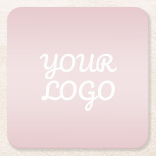 Jouw Logo & Elegante Moderne Blush Roze Ombre Vierkante Kartonnen Onderzetter