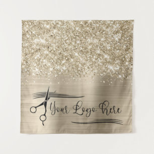 Jouw Logo Glitterig Bleek Goud Glam Wandkleed