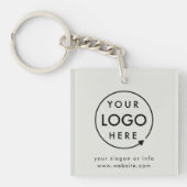Jouw Logo | Gray Silver Business Corporate Modern Sleutelhanger (Voorkant)