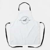 Jouw Logo Hier Script Monogram Zwart en Wit Schort (Voorkant)