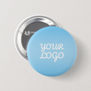 Jouw Logo & Modern Eenvoudig Ombre Lichtblauw Ronde Button 5,7 Cm