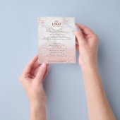 jouw logo op roze marmer en nepgloei flyer (Hand)