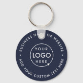 Jouw Logo | Promotie van de Navy Blue Business-web Sleutelhanger (Voorkant)