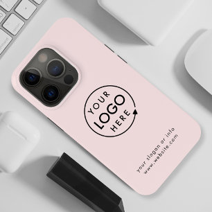 Jouw Logo Roze Blush Business Modern iPhone 15 Pro Hoesje