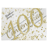 Jouw naam - 100 jaar honderdjarig goud/wit groot cadeauzakje (Achterkant)