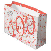 Jouw naam - 100 jaar honderdjarig koraal/wit groot cadeauzakje (Achterkant Gekanteld)