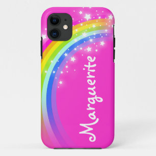 Jouw naam (10 letters) regenboogroze ifoon iPhone 11 hoesje