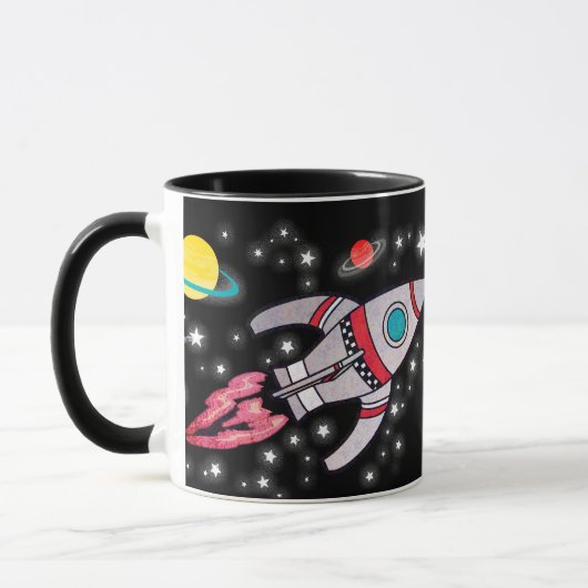 Jouw naam (4 letters) ruimte rode zwarte kinder mo mok (Links)