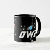 Jouw naam (4 letters) ruimte rode zwarte kinder mo mok (Voorkant rechts)