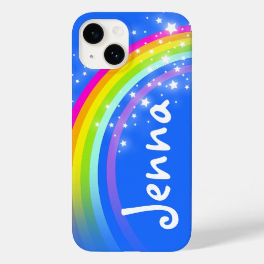 Jouw naam 5 letter regenboog blauw Case-Mate iPhone case (Achterkant)
