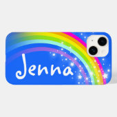 Jouw naam 5 letter regenboog blauw Case-Mate iPhone case (Achterkant (horizontaal))