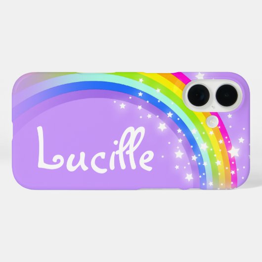 Jouw naam (6-7 letter) Rainbow Violet iPhone Case (Achterkant (horizontaal))