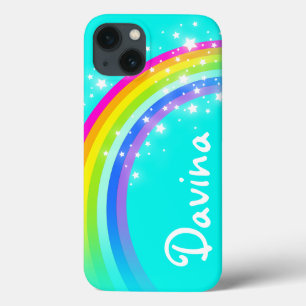 Jouw naam 6 letter regenboogaqua iPhone 13 hoesje