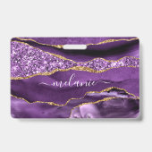 Jouw naam Badge Agate Paars Violet Gold Marble (Achterkant)