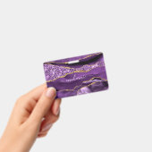 Jouw naam Badge Agate Paars Violet Gold Marble (Handheld)