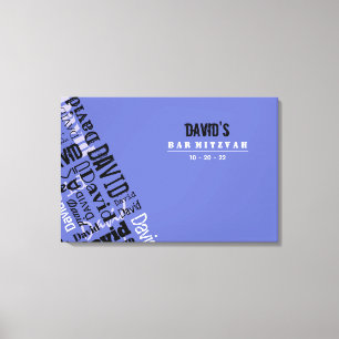 JOUW NAAM Bar Bat Mitzvah Sign-In Board Canvas Afdruk
