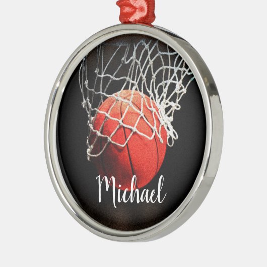 Jouw naam Basketball Artwork Metalen Ornament (Links)