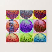 Jouw naam Basketball Artwork Pop Art Legpuzzel (Horizontaal)