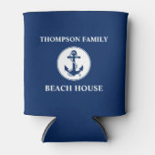 Jouw naam Beach House Anker & Rope Blue Blikjeskoeler (Voorkant)