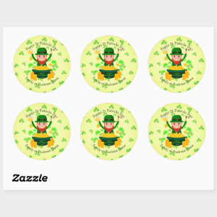 Jouw naam bericht Sint Patricks Day Leprechaun Gol Ronde Sticker