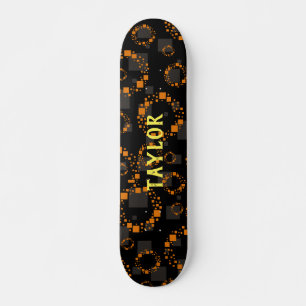 Jouw naam Black Demon Oranje viares Circles Trend Skateboard