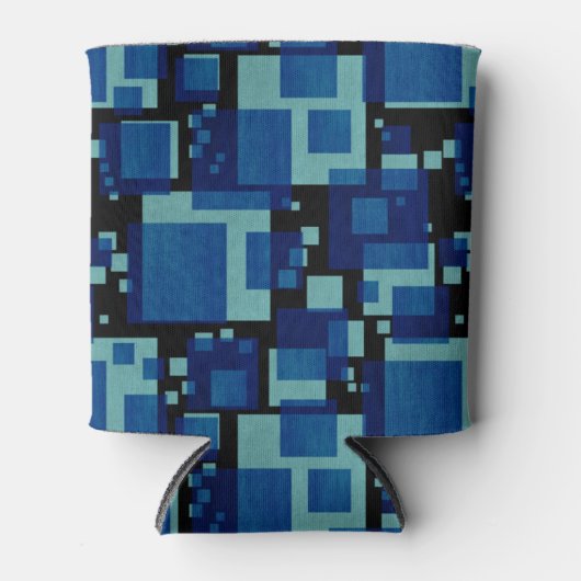 Jouw naam blauw retro Abstract ontwerp toevoegen Blikjeskoeler (Voorkant)