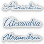 Jouw naam Blauwe handgeschreven scripts Sticker (Voorkant)