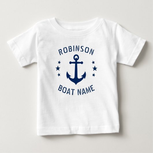 Jouw naam & Boat  Anchor Stars Blue & White (Voorkant)