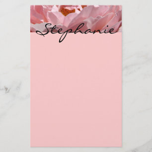 Jouw naam briefpapier ROZE Roos Bloem op maat