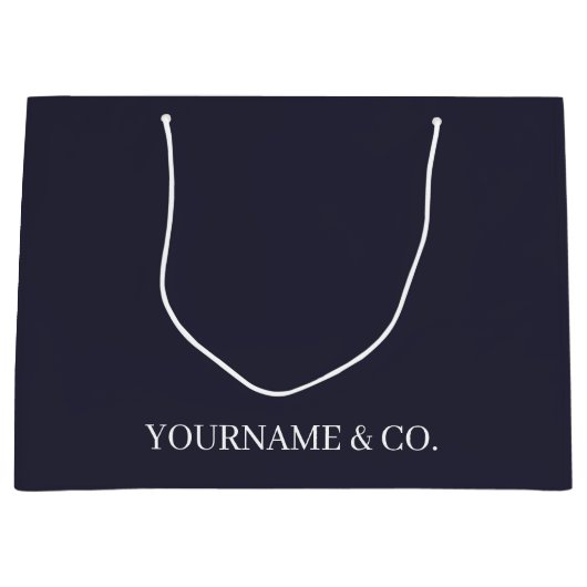 jouw naam Business Navy Large Gift Bag Groot Cadeauzakje (Voorkant)