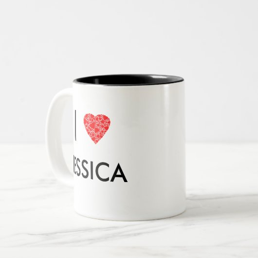 Jouw naam | Cadeau om personaliseren Tweekleurige Koffiemok (Voorkant links)