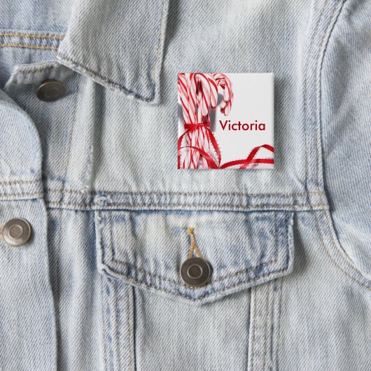 Jouw naam Candy Cane Button (In situ)