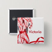 Jouw naam Candy Cane Button (Voorkant /achterkant)
