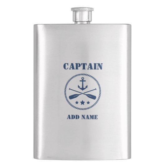 Jouw naam Captain Flask Anker & riemen Flacon (Voorkant)