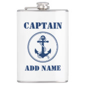 Jouw naam Captain Flask Anker & Touw Wit Heupfles (Voorkant)
