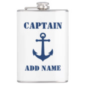 Jouw naam Captain Flask Anker Wit Heupfles (Voorkant)
