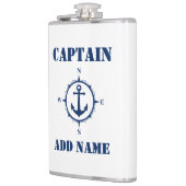 Jouw naam Captain Flask Kompas Anker Wit Heupfles (Links)