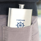 Jouw naam Captain Flask Ships Wheel Helm Navy Flacon (Voorbeeld)