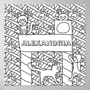 Jouw naam Cat kleurplaat invoegen Poster