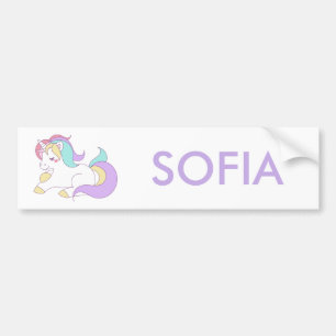 jouw naam Cute Unicorn Personated toevoegen Bumpersticker