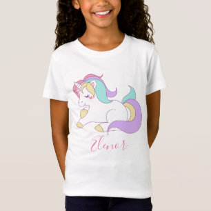 Jouw naam Cute Unicorn toevoegen T-shirt