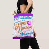 Jouw naam Datum en leeftijd op Happy Birthday 2 Si Draagtas (Dichtbij)