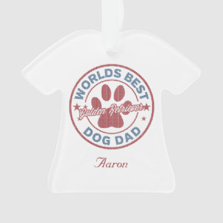 Jouw naam Dog Dad Golden Retriever Ugly Sweater Ornament