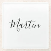 Jouw naam | Elegant Script Glazen Onderzetter (Voorkant)
