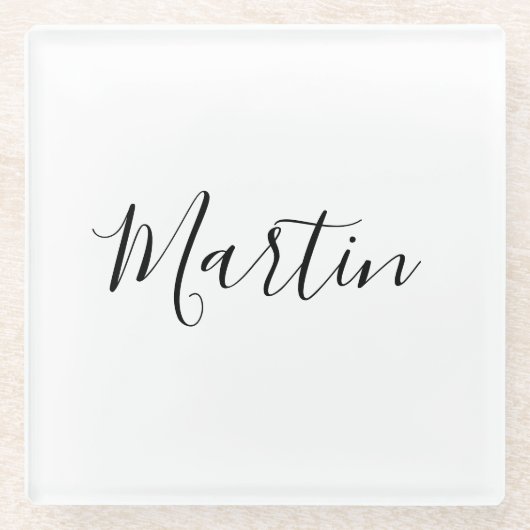 Jouw naam | Elegant Script Glazen Onderzetter (Voorkant)