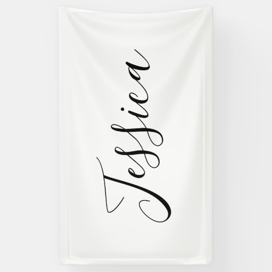 Jouw naam | Elegant Script Spandoek (Verticaal)