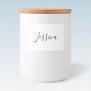 Jouw naam   Elegant Script Voedselcontainer Etiket