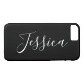 Jouw naam | Elegant wit script op zwart Case-Mate iPhone Case (Achterkant (Horizontaal))